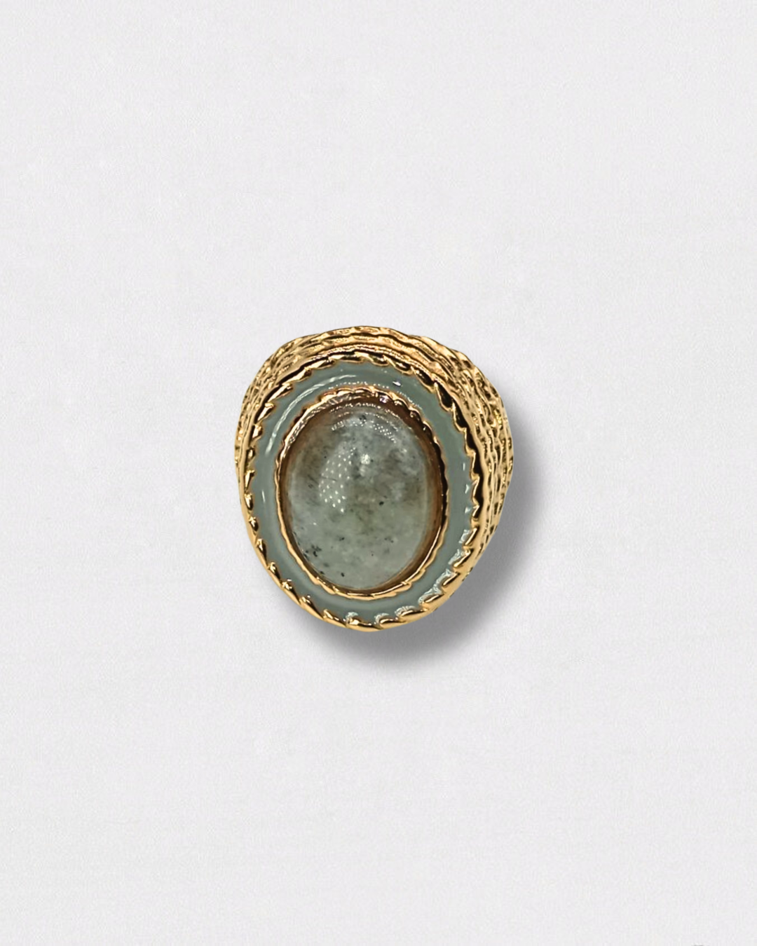 Anillo de acero inoxidable y jade