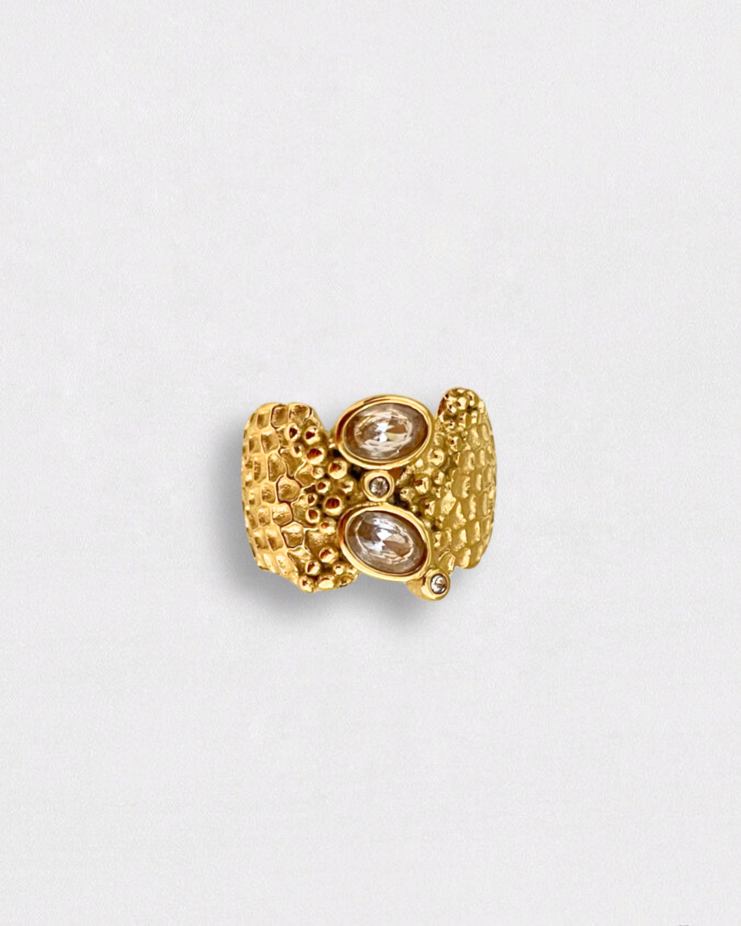 Anillo de acero inoxidable y oro con brillantes