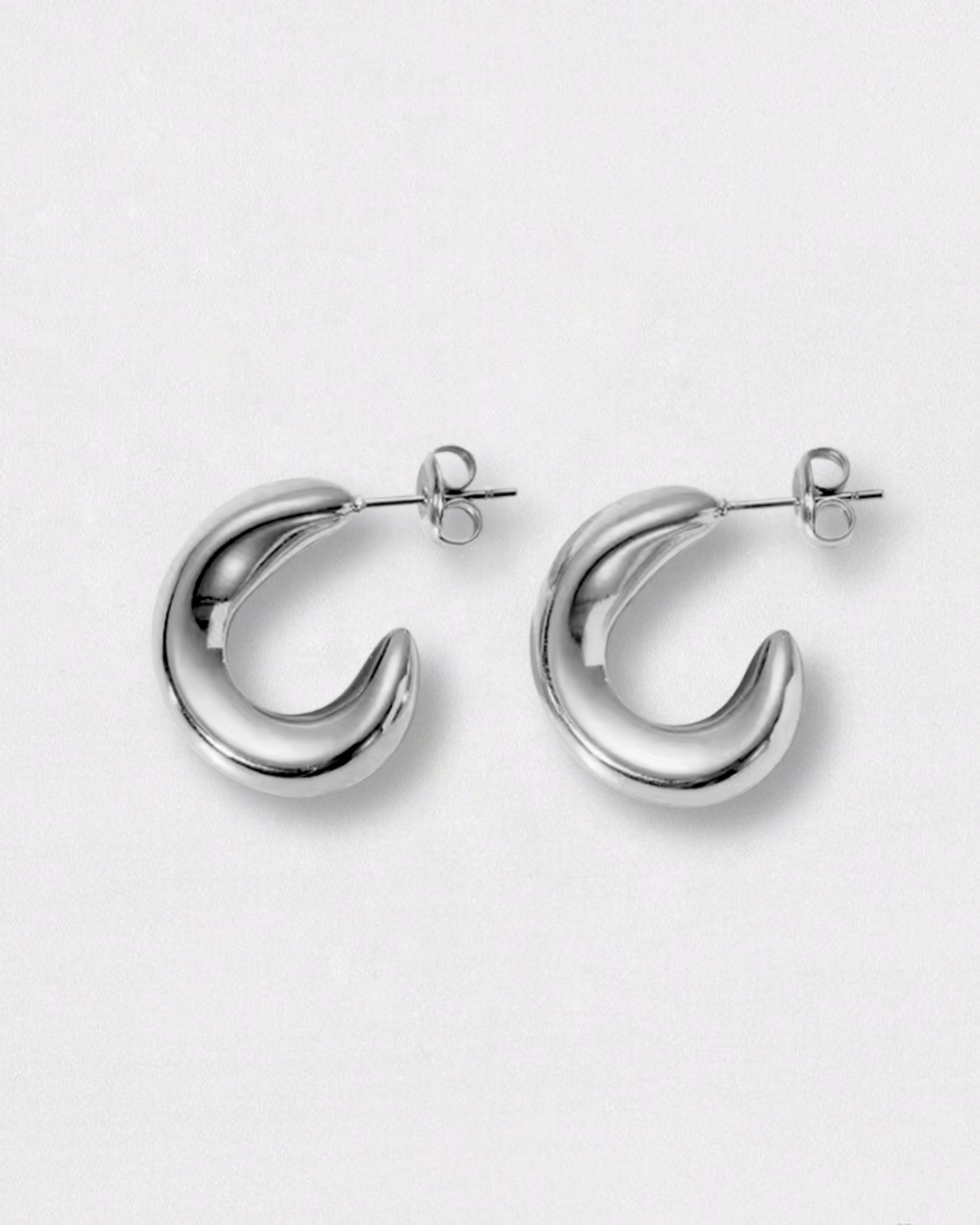 Pendientes aros plateados de acero inoxidable grandes