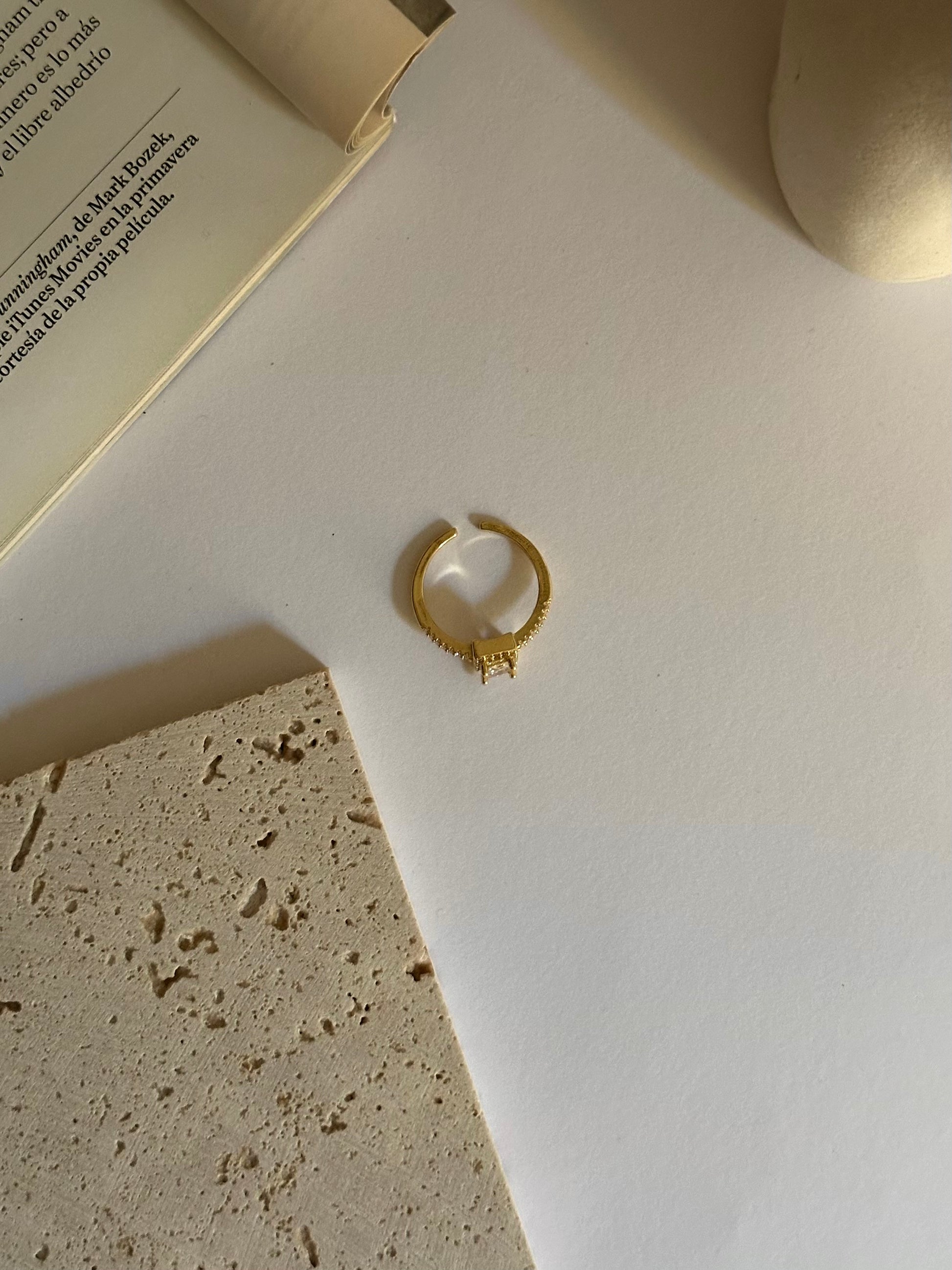 Anillo de acero inoxidable y brillantes