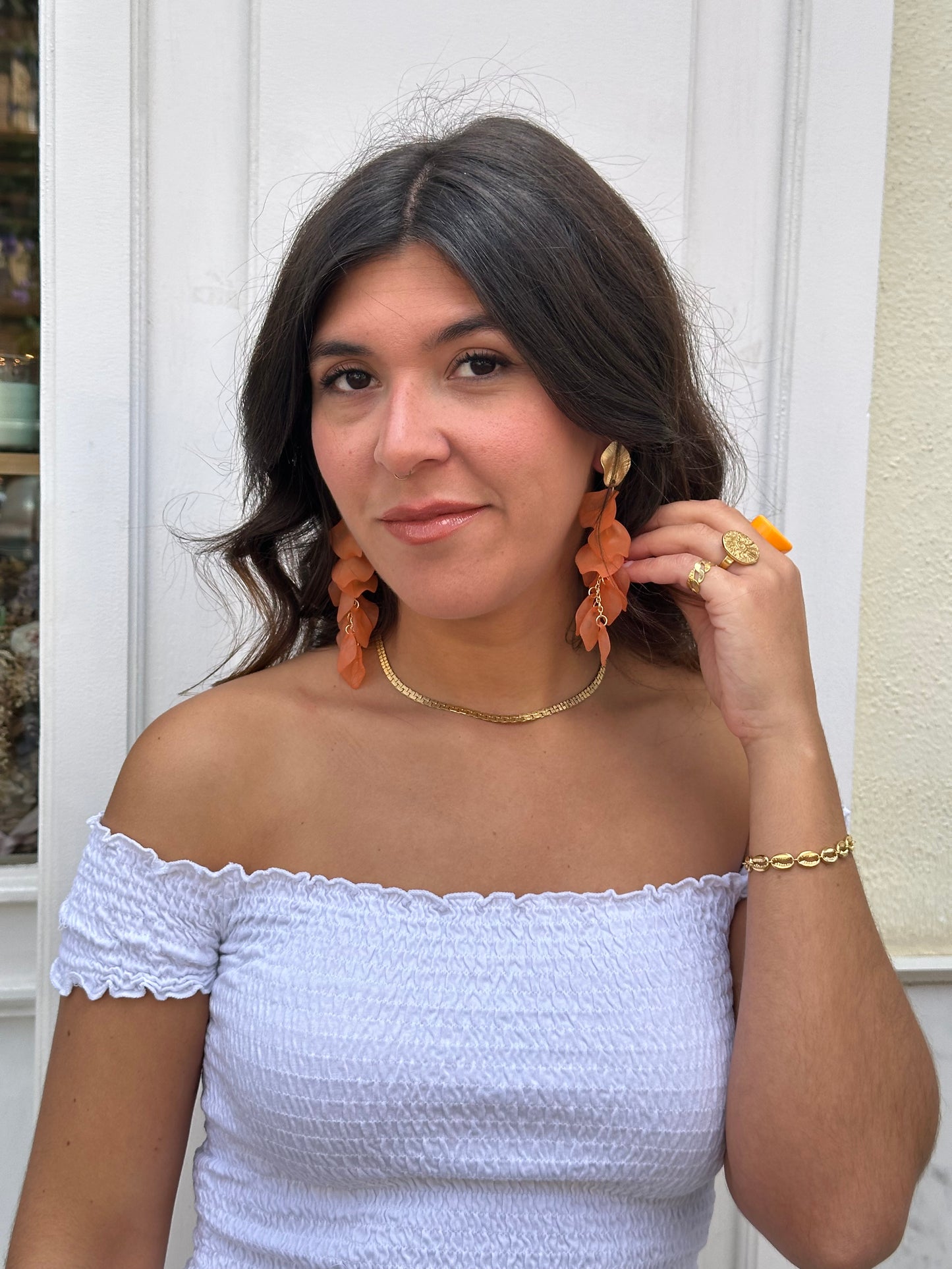 Pendientes Bambú (Naranja)