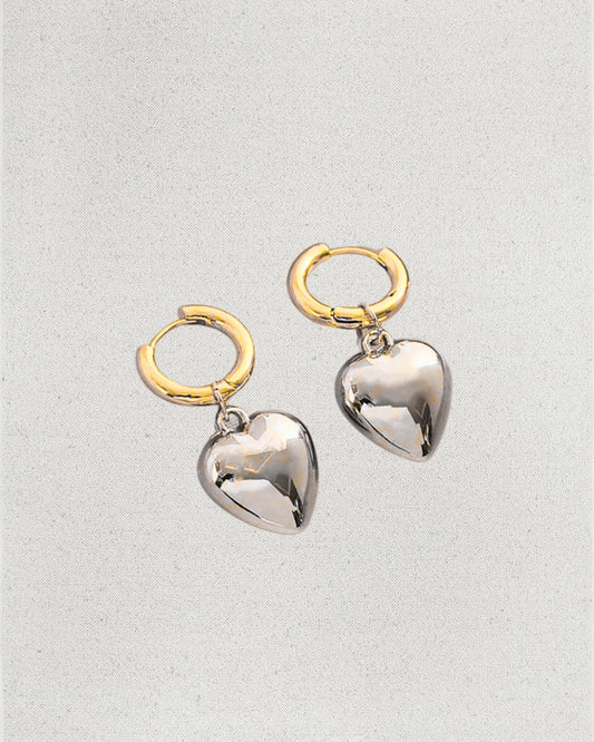 Aro con Charm de corazón plata y oro 