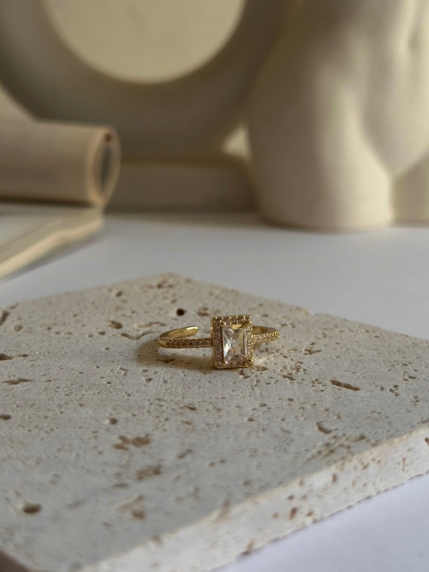 Anillo de acero inoxidable y brillantes