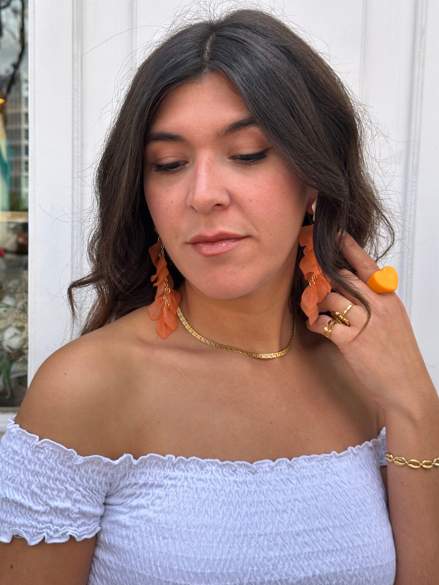 Pendientes Bambú (Naranja)