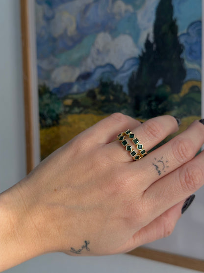 Anillo circonitas verde