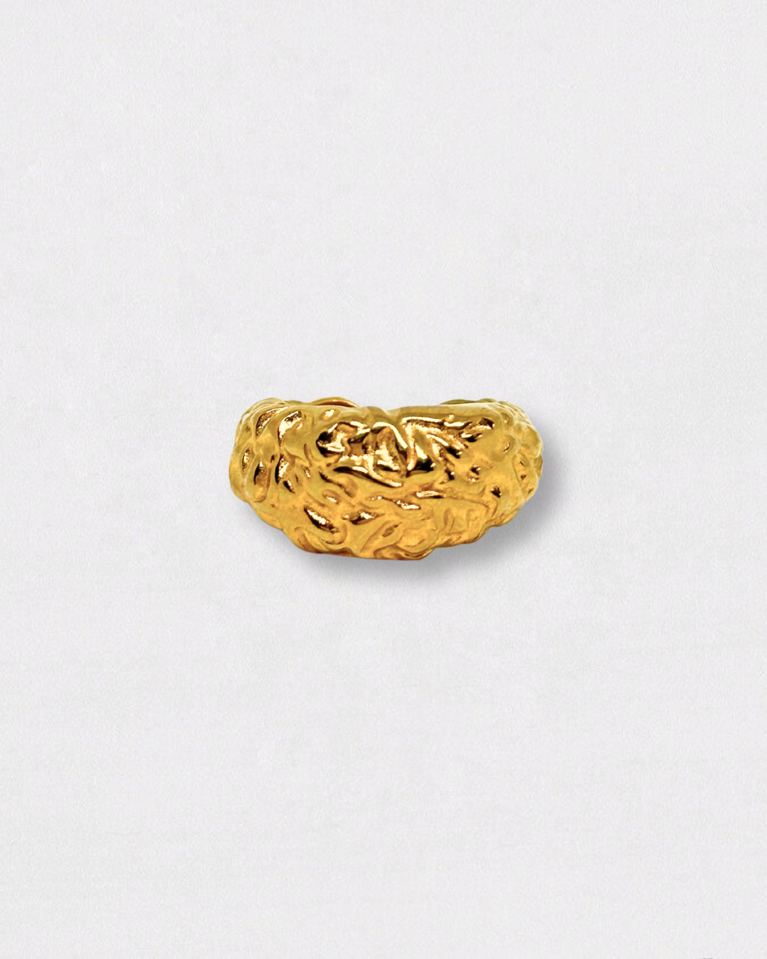 Anillo de acero inoxidable y baño de oro, con diseño textura