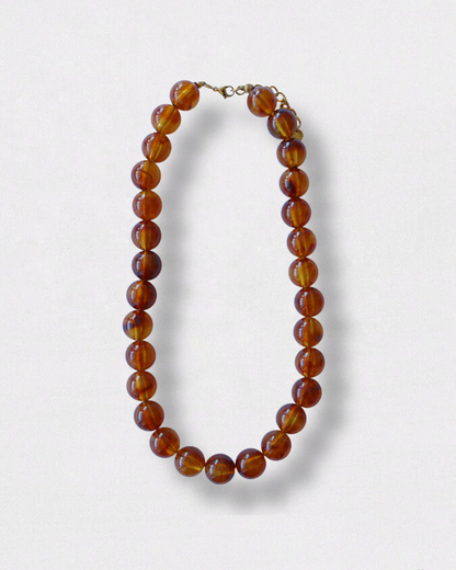 Collar de acero inoxidable y resina color terracota