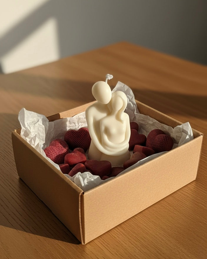 Conjunto Vela de Soja Pareja + Velas de Corazón