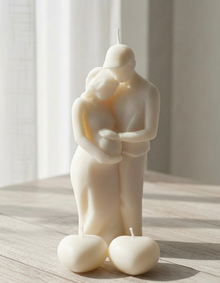 Pack Vela de Soja Pareja Embarazada + Velas Corazón