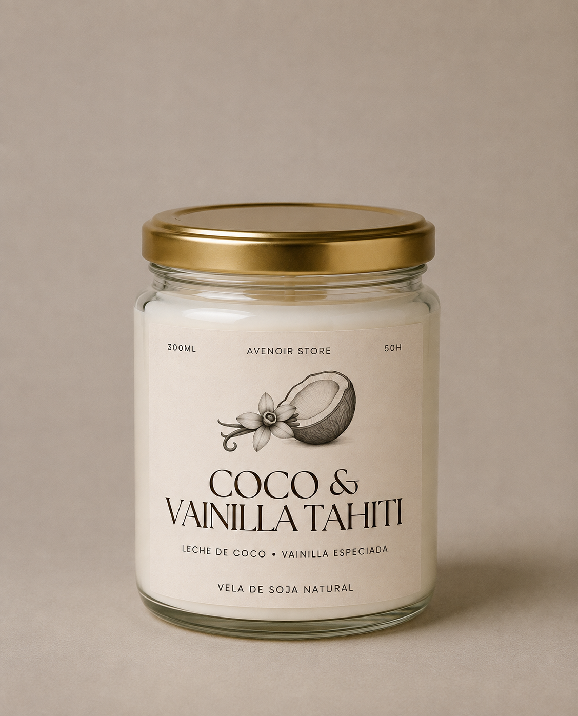 Vela de Coco y Vainilla Tahití