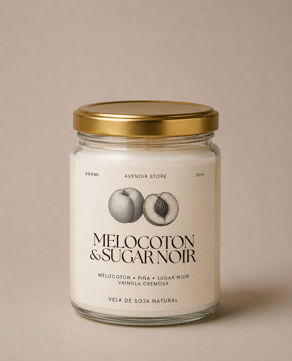 Vela de Melocotón y Sugar Noir