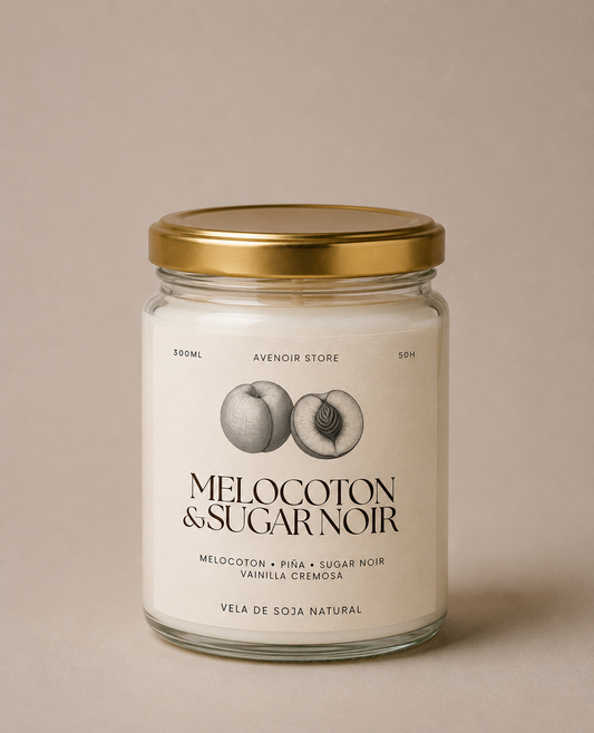 Vela de Melocotón y Sugar Noir