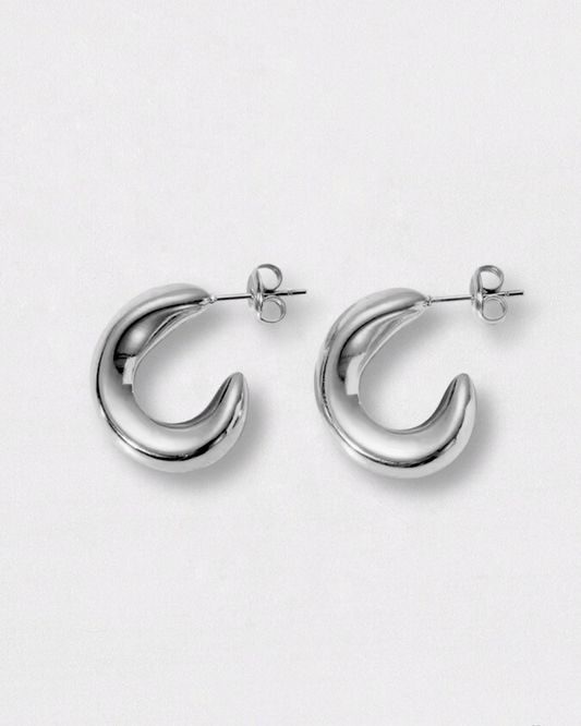Pendientes aros plateados de acero inoxidable grandes 