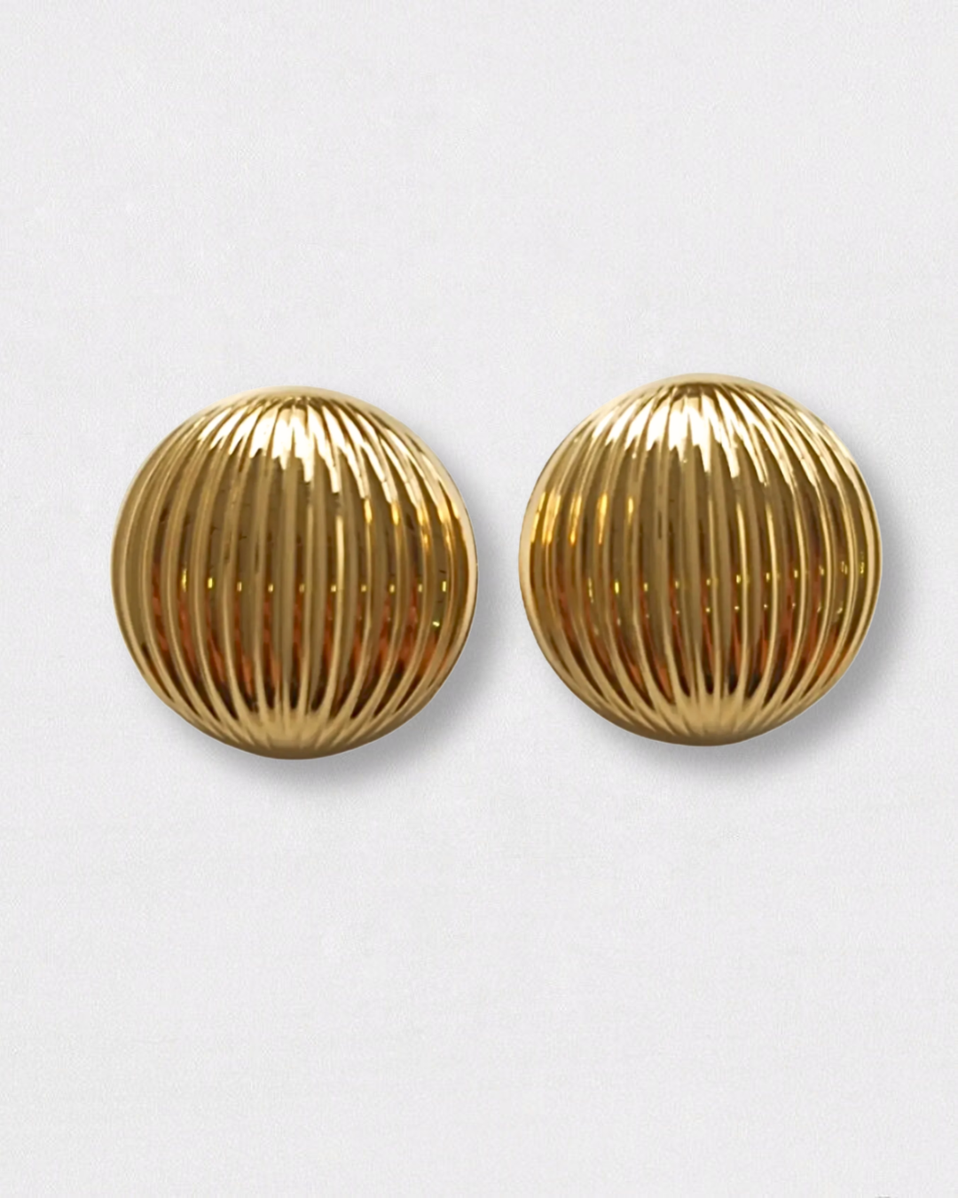 Pendientes esferas grandes de acero inoxidable y oro