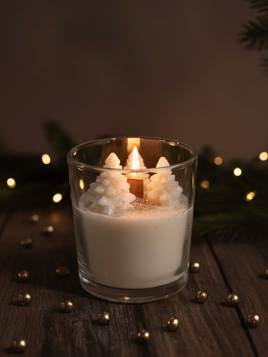 Vela de Navidad de soja de abetos