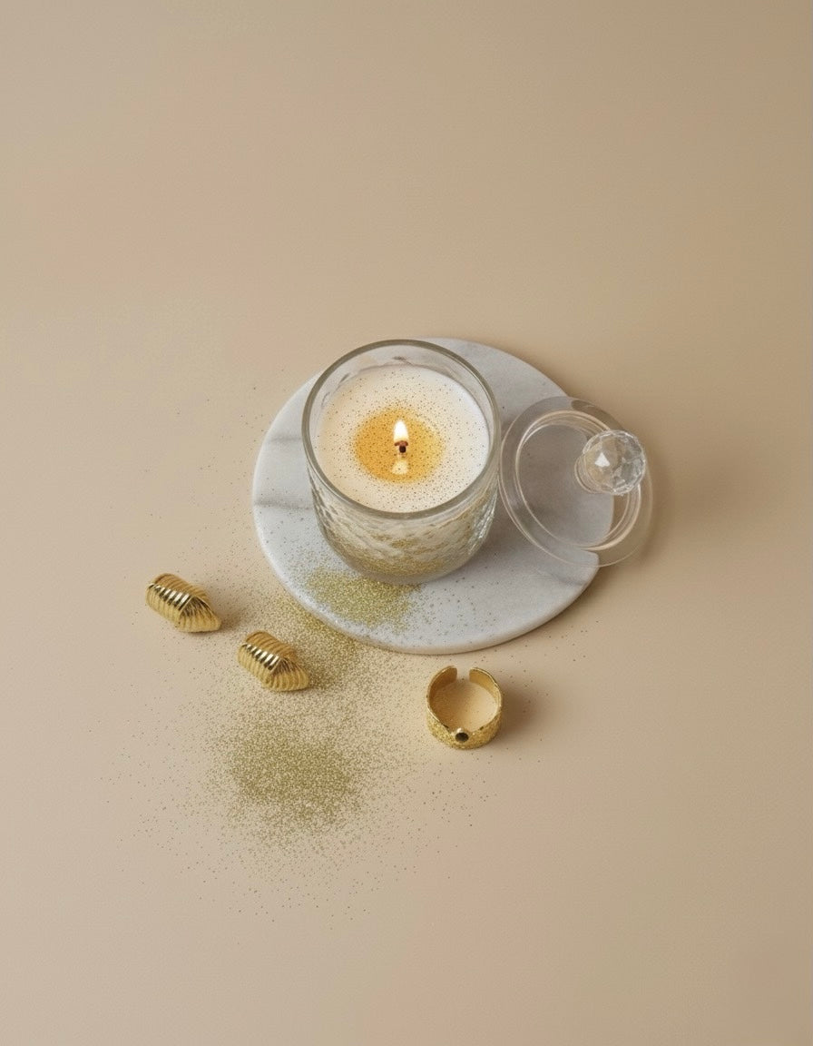 Vela de soja con regalo joya