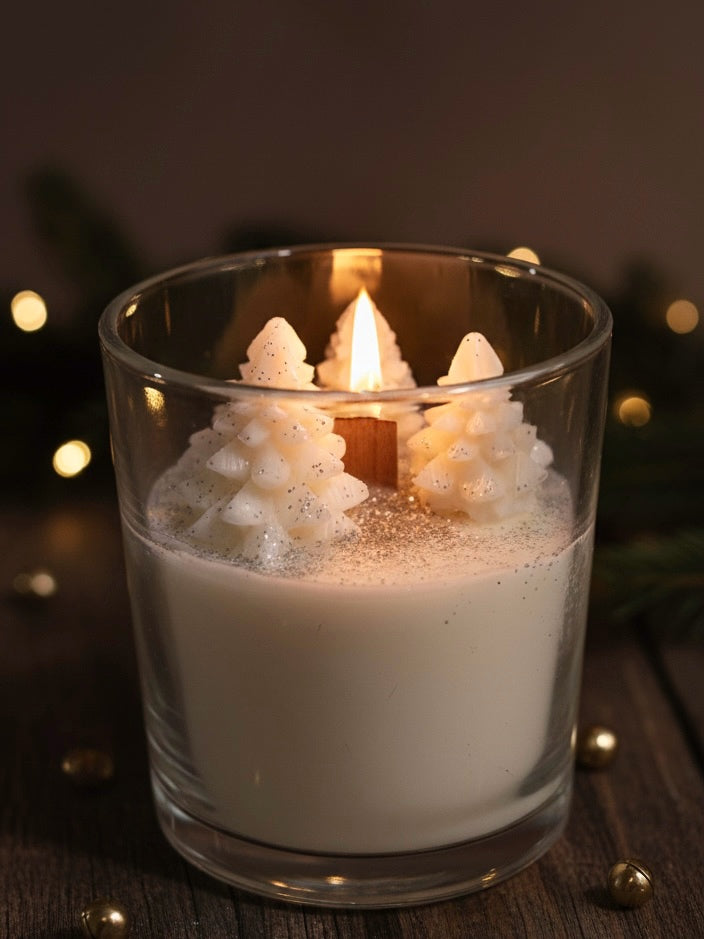 Vela de soja de Navidad con olor a pino